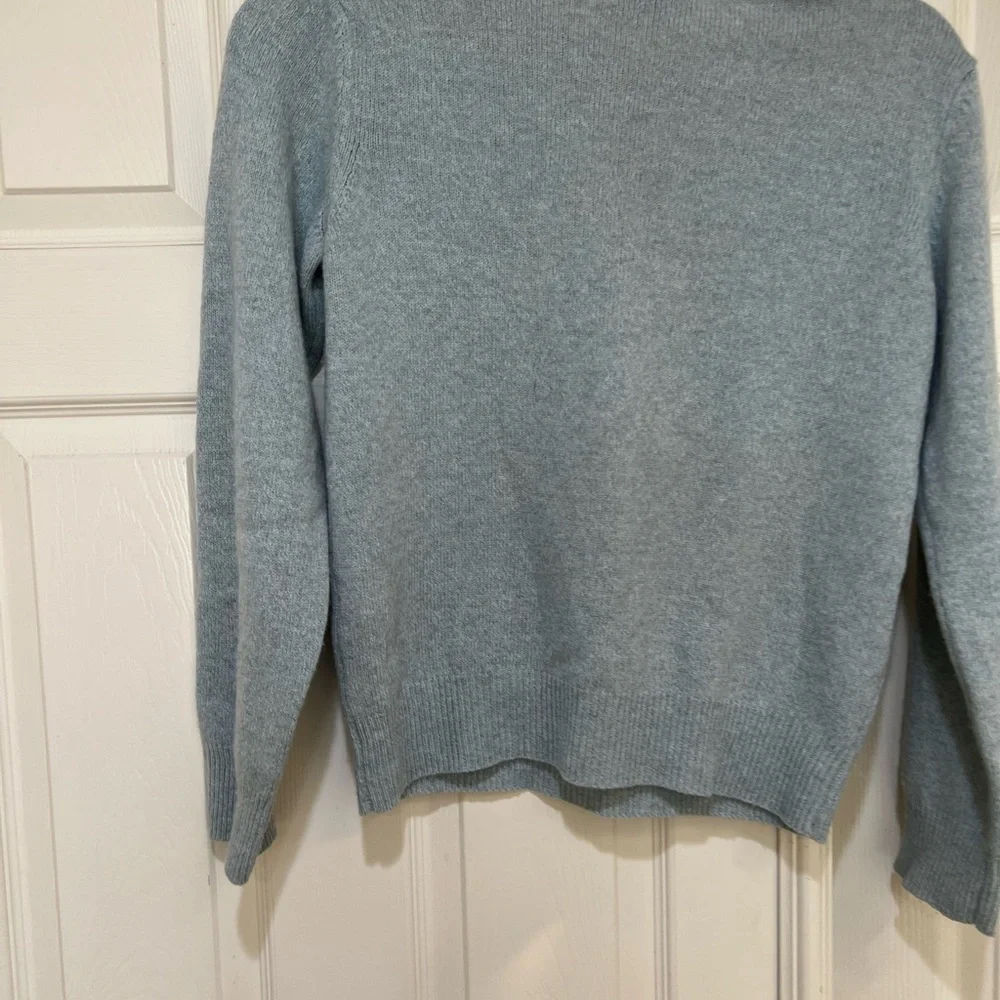 A.P.C Women’s Blue Wool Cotton Micro Puff Sleeve Crew‎ Neck Sweater Medium